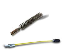 Ecouvillon INOX Condenseur | Lot de 3 avec 1 Tringle Flexible 48 cm | Ø 14 mm | Raccord Laiton taraudé M6 Femelle | Torsade en Acier galvanisé | Brosse Nettoyage | Kibros 4TCI14_Tx3