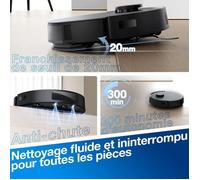 ECOVACS Aspirateur Robot DEEBOT N20 Pro Plus, Robot Aspirateur Laveur 8000Pa avec vidange Automatique poussire, Batterie 300 Min
