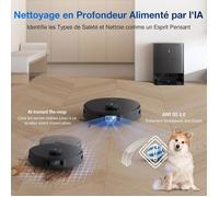 ECOVACS T30S Pro Omni Aspirateur Robot avec Station, 11000Pa, Brosse ZeroTangle, Nettoyage TruEdge,350 Min