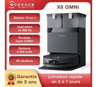 ECOVACS DEEBOT X8 OMNI 18,000Pa Ozmo rouleau Robot de nettoyage intelligent aspirateur Robot ménage aspiration vadrouille App contrôle aspirateur sans fil puissant shampouineuse zero tangle self White