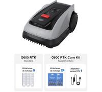 ECOVACS Robot Tondeuse sans Fil, 600 M², Navigation RTK+Vision, Robot Tondeuse, Évitement des Obstacles par IA, Contrôle par Application, Passe sur Zones Étroites de 0,7 Mètre (O600 RTK Care Kit)