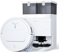 ECOVACS T50 Pro Omni Aspirateur Robot avec Station, 15000Pa, Brosse latérale et serpillière Extensibles, Ajout Automatique Solution de Nettoyage, Lavage à l'eau Chaude 75℃, Ultra-Mince 81 mm, Blanc