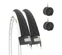 Ecovelò 700 x 35 C (37-622) 2 pneus Bianconeri + Chambres Adulte Unisexe, Bianco/Nero