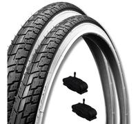 ECOVELO 2 pneus 24 x 1 3/8 (37-540) + 2 Chambres américaines pneumatiques Blanc-Noir Route vélo Ville