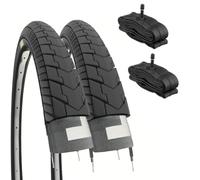 ECOVELO 2 pneus 24 x 1,75 (47-507) + Chambres V.a Adulte Unisexe, Noir, 24 X 1.75