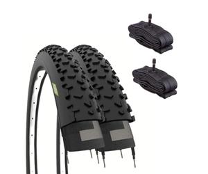 Ecovelò 2 pneus 29 x 2,25 (57-622) + Chambres à air Valve Schrader America pneus VTT, Unisexe, Noir, Taille Unique