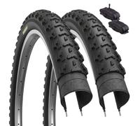 ECOVELO 2 pneus VTT 26 x 1,95 (53-559) + 2 chambres à air américaine Schrader pour VTT, vélo de montagne, noir
