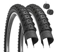 ECOVELO 2 pneus VTT 26 x 1,95 (53-559) + 2 chambres à air pour VTT vélo noir