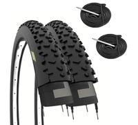 Ecovelò, 2 pneus VTT 29 x 2,25 (57-622) + Chambres Unisexe Adulte, Noir