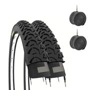 ECOVELO (54-559) - Lot de 2 pneus et de 2 Chambres à air pour vélo VTT, 26 x 1,95, Noir
