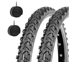 Ecovelò Lot de 2 housses de pneu VTT Deestone 26 x 1,90 + chambres à air Noir 47-559