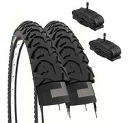 ECOVELO Lot de 2 pneus 14 x 1,75 cm + chambres America | Pneu 47-254 épaissi pour VTT enfant (noir)
