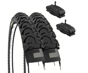 ECOVELO Lot de 2 pneus 14 x 1,75 cm + Chambres America | Pneu 47-254 épaissi pour VTT Enfant (Noir)