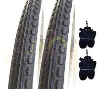 Ecovelo Lot de 2 pneus + 2 chambres à air, blanc/noir, pour vélo (47-507) 24 x 1,75
