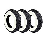ECOVELO Lot de 3 pneus 3,50 - 10 bandes blanches pour roue Vespa PX 125 150 200 VINTAGE