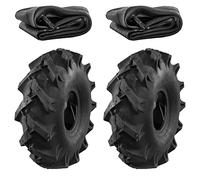 ECOVELO Paire de pneus agricoles 3.00-4 N° 2 pavés 4 P.R.+ chambres à air renforcées pneus moyens industriels motoculteur