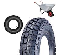 ECOVELO Pneu Brouette 3.50-8 + Chambre à air pneumatique renforcée 4PR (Tele) Caoutchouc Roue Jardin Jardinage Caoutchouc Rayé