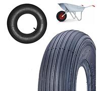 ECOVELO Pneu Rigato Renforcé 4PR Caoutchouc Roue pour brouette 3.50-8 avec Chambre à Air 3.50-8 Pneu Bias Ply 4 plis 8 inches 130 kg 250 kpa 36 P.S.I.