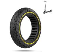 ECOVELO Pneu solide 10 x 2,125 pour scooter électrique et scooter électrique Pneu plein anti-crevaison 10" (noir avec ligne jaune)