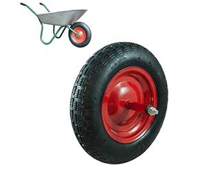ECOVELO Roue pneumatique complète 3.50-8 (4pr) de Rechange pour brouette modèle Vespa Asse Long 155 mm Caoutchouc UI308, Noir