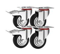 ECOVELO Roues pivotantes avec frein, roulettes silencieuses en caoutchouc, pour chariot à chargement lourd, appareils électroménagers, bancs de travail (125 mm, 4)