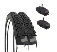 Ecovelò 26 x 1,95 V.a. 2 pneus VTT 26 x 1.95 (50-559) + Chambres avec Valve américaine Adulte Unisexe, Nero, Taille Unique