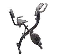 ECOVELO Vélo d'appartement pliable X-Bike Ergomètre siège Max 120 kg | Cardiofréquencementro Support de téléphone portable bandes d'exercice noir