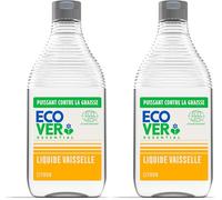 Ecover Essential Liquide Vaisselle, Élimine la Graisse et la Saleté, Ingrédients d'Origine Naturelle, Parfum Citron, Bouteille de 450ml (Lot de 2)