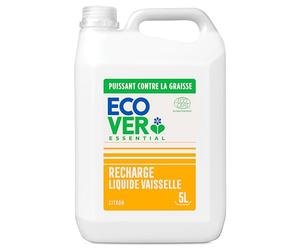 Ecover Essential Liquide Vaisselle, Nettoyant Vaisselle aux Extraits Botaniques, Action Nettoyante et Dégraissante, Parfum Citron, Bouteille Recharge de 5 Litres