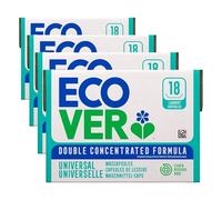 Ecover Lessive Capsules Universelle, Lessive liquide en Capsule, Combat les Tâches dès 20 degrés, Parfum Lilas & Rose, 18 Lavages (Lot de 4)