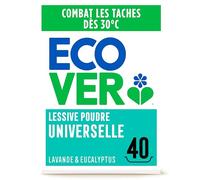 Ecover Lessive Poudre Universelle Origine Naturelle Éco Responsible/Doux pour Votre Peau pour Linge Couleur/Blanc, Lavande, 40 Lavages, 3 kg