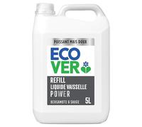 Ecover Liquide Vaisselle Ultra Dégraissant, Spécial Peaux Sensibles, Parfum Bergamote et sauge, Flacon de 5L