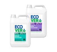 Ecover - Pack Lessive Universelle 5 L + Lessive Couleurs 5 L - 10 L - chèvrefeuille & jasmin + fleur de pommier & freesia