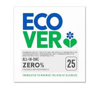 Ecover Zero Tablettes pour Lave-Vaisselle, Nettoyant Vaisselle aux Extraits Botaniques, Sans Parfum et Sans Phosphonate, 25 Tablettes