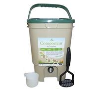Ecovi Kit Composteur de Cuisine 20L + Activateur 1Kg, Vert, 28 x 28 x 39 cm
