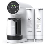Ecoviva WP-RO-200G Système d'osmose inverse pour eau potable avec filtration à 4 niveaux, moniteur TDS en temps réel, 3:1 pur à évacuation, filtre à eau mobile à osmose inverse installation zéro Blanc