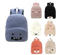 ECOVOYGGE Nom personnalisé Sac à dos de dessin animé ours en velours côtelé grande capacité Sac à dos brodé Nom, Renard bleu., M