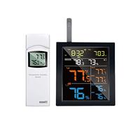 ECOWITT WN1821 Station météo sans fil avec écran LCD d'intérieur avec détecteur de CO2, capteur de température d'humidité multicanal, capteur de pression, passerelle, couplée avec WS90/WS80/69