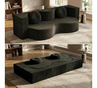 Ecoxsnz Canapé-lit pliable 2 en 1, canapé de sol et matelas de lit, mousse hautement élastique, housse amovible, avec 2 coussins ronds, pour salon, chambre d'amis et petits espaces