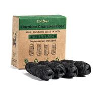 EcoYou Recharge de fil dentaire en bambou - 1,2 x 2,9 m biodégradable, cire de menthe et de candelilla, fil écologique au charbon de bois