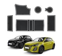 ECOZEN Tapis Anti-poussière Anti-dérapants pour Peugeot 208/e-208/2008/e-2008 2020-2025 Tapis en Caoutchouc pour Console Centrale, porte-gobelets compartiments de rangement blocages de portes(Blanc)