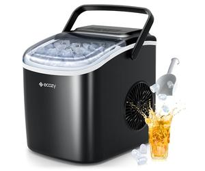 ecozy Machine à Glaçons, 9 Glaçons en 6 Minutes, 2 Tailles de Glaçons, Machine à Glacons Autonettoyante, 12KG en 24 Heures, Machine a Glacons Portable Pour la Maison/Fête/Cuisine/Bar-Noir