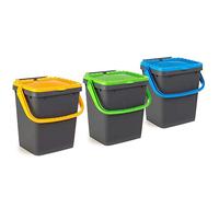 ECP20 Lot de 3 poubelles fermées EcoPlus pour collecte différenciée écologique 20 litres