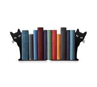 Ecqizer Serre-Livres en métal en Forme de Chat Voyant de Chat Mignon pour étagères, Objets décoratifs, Maison, Bureau, bibliothèque, Cadeau pour Les Amoureux des Chats pour Femme (Noir)