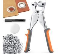 Ecraft Kit d'outils pour œillets : 10 mm avec 500 œillets argentés, pince perforatrice, pince perforatrice à œillets, ensemble de pinces à œillets, ensemble de pinces pour fabrication de bannières,