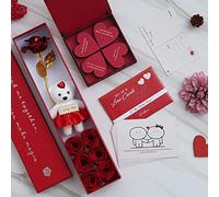 eCraftIndia Cadeau de Saint-Valentin pour petite amie, petit ami, amour, cartes de Saint-Valentin, roses rouges en peluche, 20 raisons pourquoi je t'aime petits cœurs | Cadeau de Saint-Valentin pour