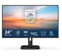 Philips 24E1N1300A - Moniteur FHD 24 Pouces, 100 Hz, IPS, 1 ms, Alimentation USB-C, Haut-parleurs, Anti-Scintillement, Mode LowBlue (1920 x 1080, 250 CD/m², HDMI 1.4 / USB-C) Noir