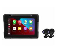 Lescars Écran 5" pour moto compatible CarPlay, Android Auto avec caméras avant et arrière