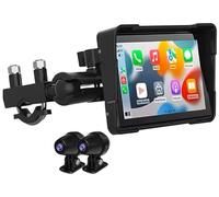 Écran 5" pour moto compatible CarPlay, Android Auto avec caméras avant et arrière [Lescars]