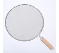 Écran anti-éclaboussures en acier inoxydable pour poêle à frire, grille fine avec poignée en bois, filtre de cuisine pour protection contre les éclaboussures d'huile, 33 cm (29 cm)